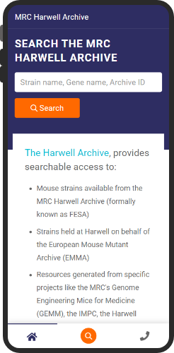 Mock up of The National Mouse Archive mobile website